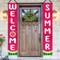 Welcome Summer Door Banner Watermelon Porch Banners Sign Sweet Pink Summer Sunshine Front Door Hanging Decor Banner for Seasonal Home Hawaii Tropical Party Outdoor Decorations